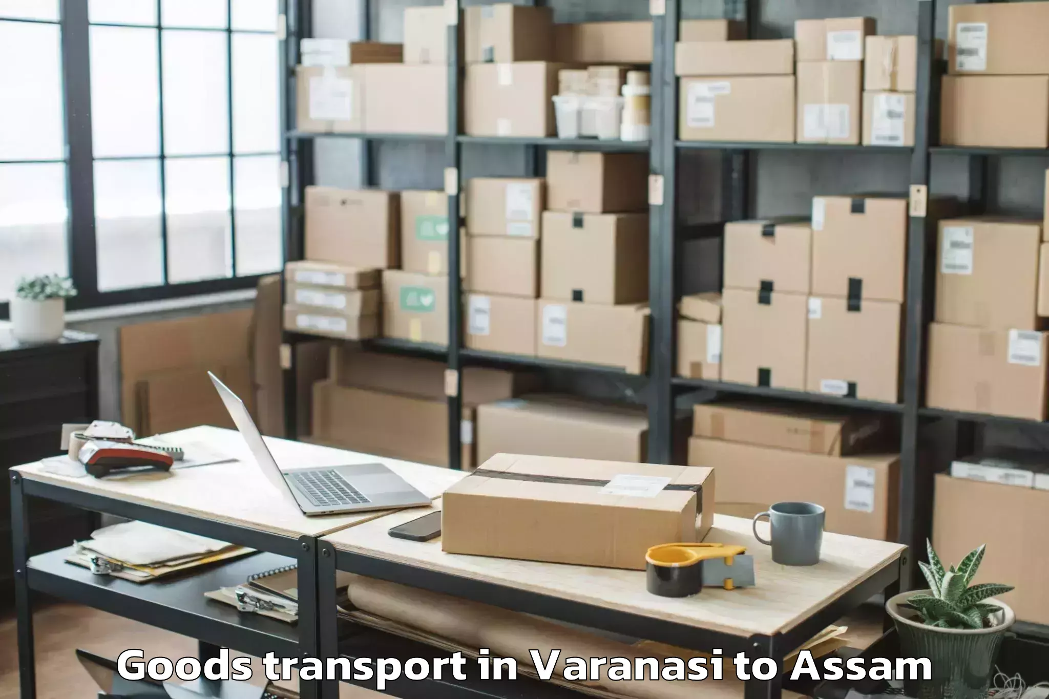 Trusted Varanasi to Fekamari Goods Transport